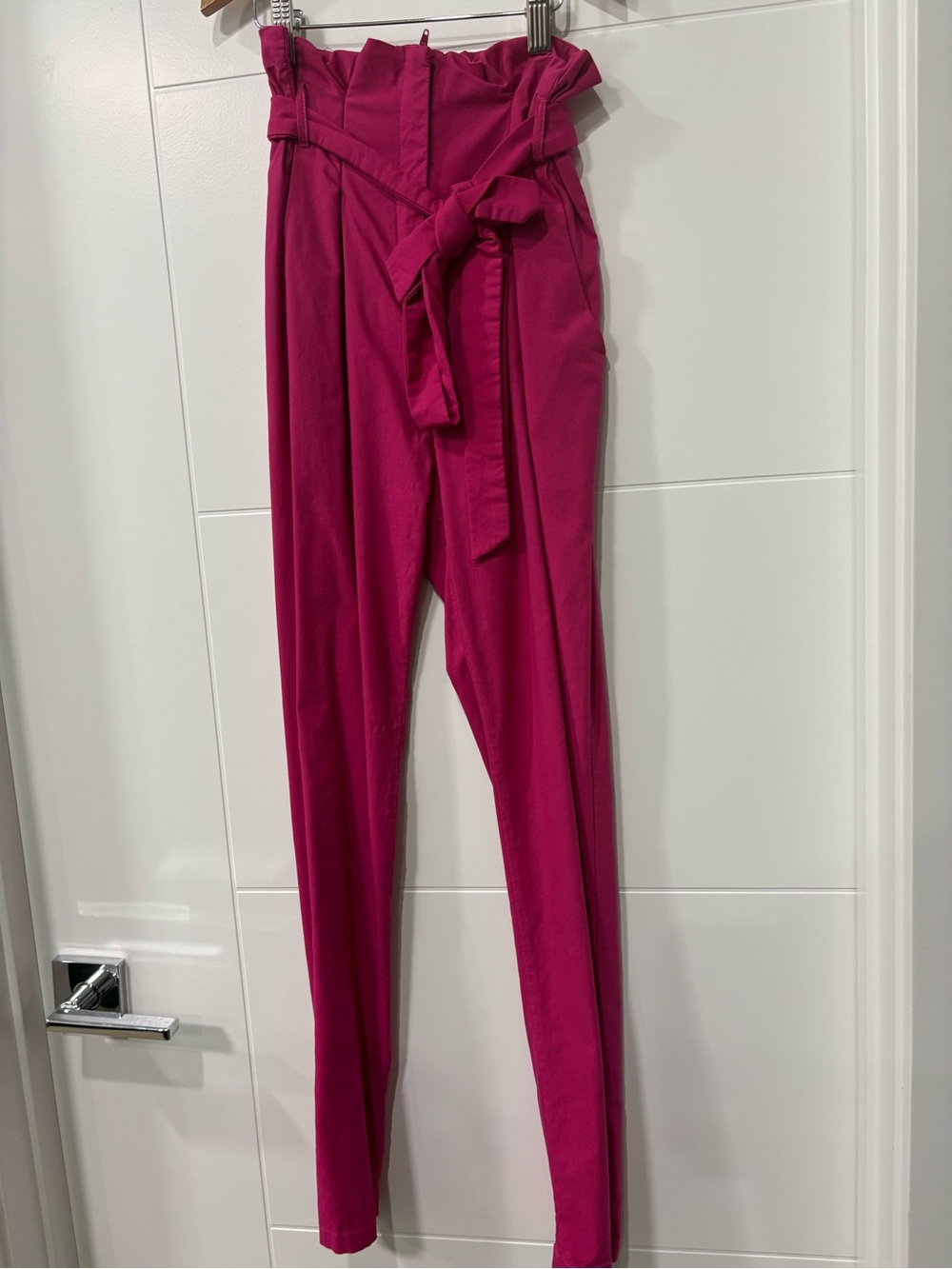 Hera Collection Fuchsia High-Waist Paperbag Skinny Pants with Tie